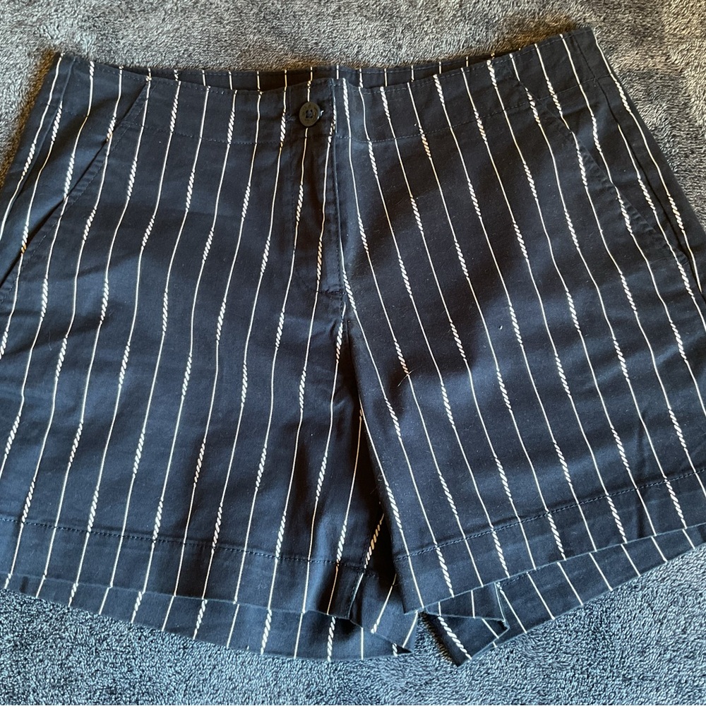 Nautica Navy Blue  and White Striped Women's Shorts